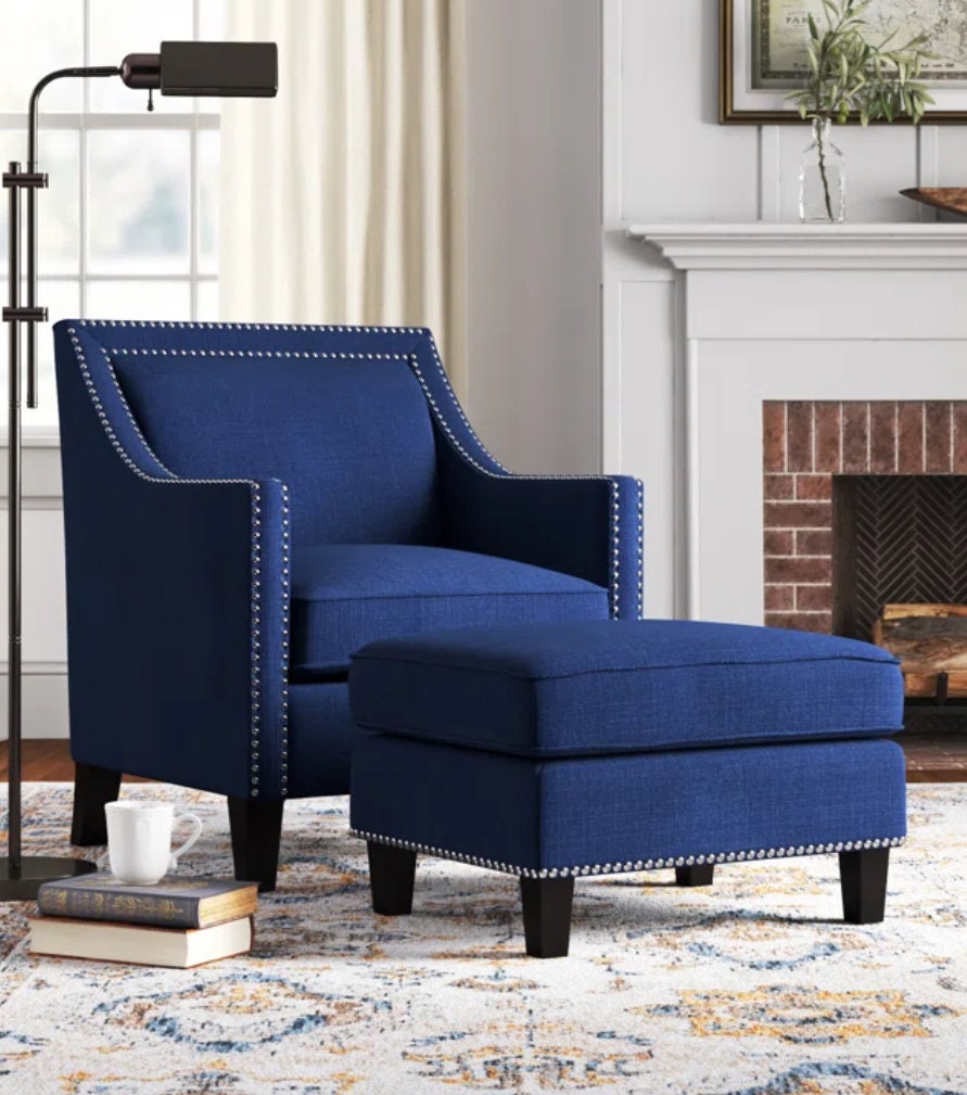 Rotterdam Upholstered Armchair With Ottoman Etsy UK