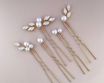 Forcine per capelli in perla opale / Accessori per capelli da sposa / Set di fermagli per capelli da sposa
