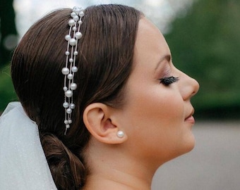 Pearl Bridal Headband – Wedding Hair Accessory, Handmade Pearl Headpiece for Bride