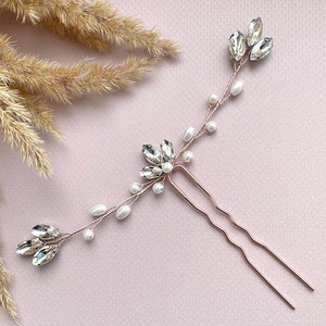 Bridal hair pin ANY COLOR Delicate pearl hair pin Bridal hair piece Wedding hair pins Rose gold hair pin Rose gold hair piece for bride