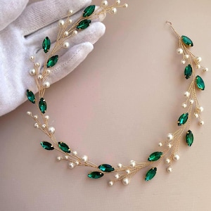 Classic Pearl hair vine | Crystal bridal hair piece | Wedding headpiece image 7
