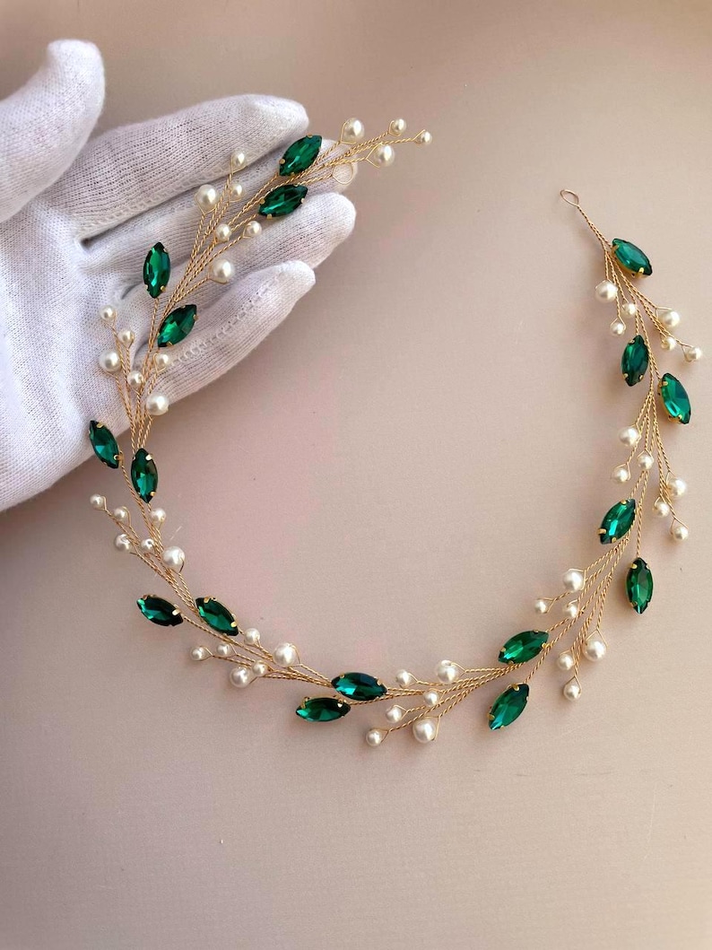 Classic Pearl hair vine | Crystal bridal hair piece | Wedding headpiece image 7