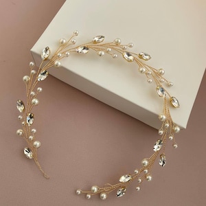 Classic Pearl hair vine | Crystal bridal hair piece | Wedding headpiece image 13