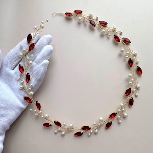 Classic Pearl hair vine | Crystal bridal hair piece | Wedding headpiece image 11