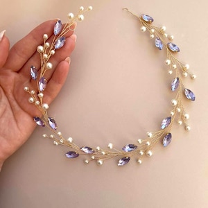 Classic Pearl hair vine | Crystal bridal hair piece | Wedding headpiece image 9