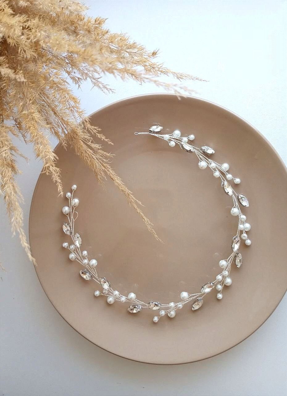 Classic pearl hair vine Wedding hair piece Bridal hair vine Bridal hair pieces Wedding hair vine Rose gold hair piece Wedding head piece