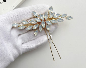 Opal Bridal Hair Pin | Gold Wedding Hair Piece