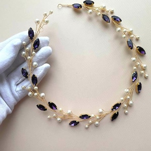 Classic Pearl hair vine | Crystal bridal hair piece | Wedding headpiece image 10