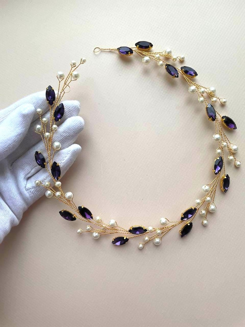 Classic Pearl hair vine | Crystal bridal hair piece | Wedding headpiece image 10