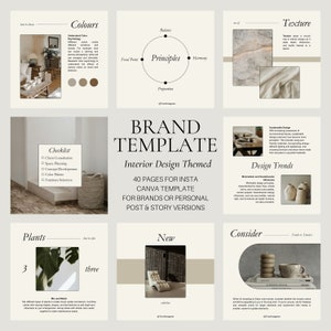 Può includere: Un collage di nove modelli di storie Instagram per marchi di interior design. I modelli presentano una checklist, la psicologia del colore, i principi di design, la texture, il design sostenibile, le tendenze del design, le piante, le nuove collezioni e considerazioni per le tendenze.