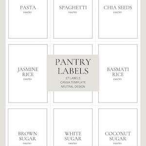 Afdrukbare voorraadlabels | Aanpasbare Canva-sjabloon | Georganiseerde keuken | DIY Pantry essentiële labels