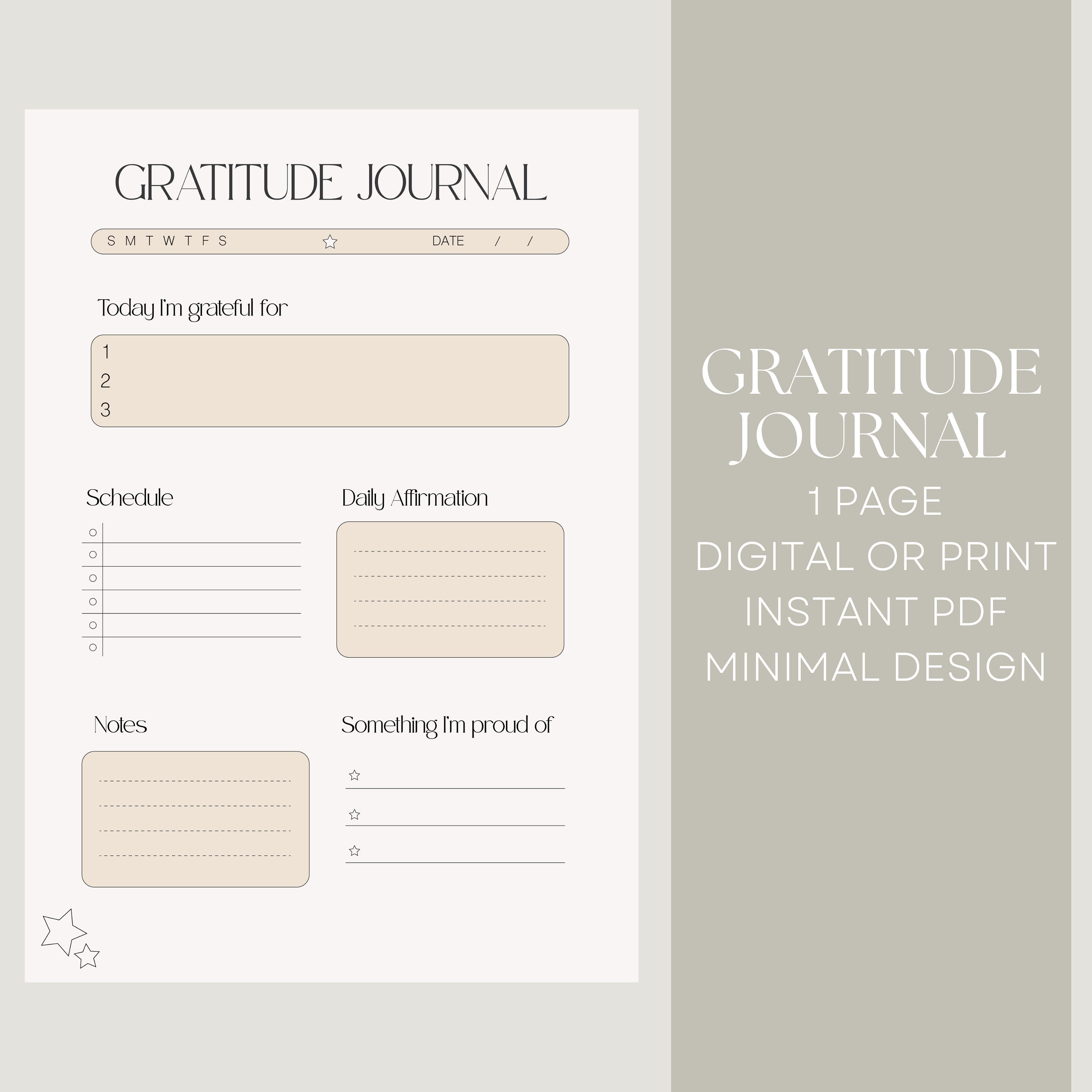 Gratitude Journal Template, Printable, Instant PDF, A4 - Etsy