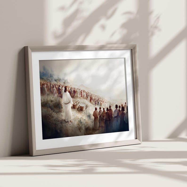 Jesus Feeds the 5000 Print, Christian Scripture Wall Art, Bible Verse Christian Wall Decor, Home ...