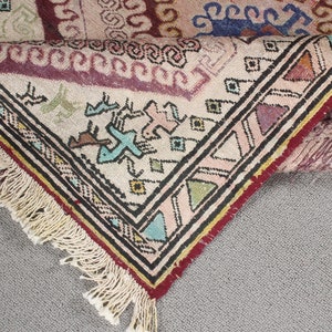 Piccolo Kilim, Kilim turco, Kilim vintage, Oushak Kilim, Tappeti per il bagno, Tappeto anatolico, Kilim beige, Kilim etnico, Kilim per l'asilo nido, immagine 8