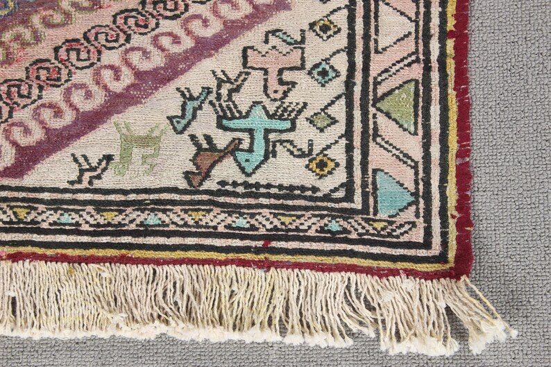 Piccolo Kilim, Kilim turco, Kilim vintage, Oushak Kilim, Tappeti per il bagno, Tappeto anatolico, Kilim beige, Kilim etnico, Kilim per l'asilo nido, immagine 6