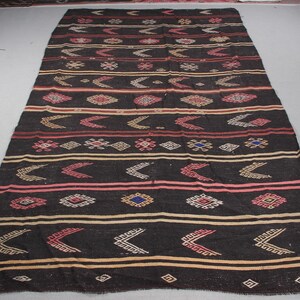 Vintage Kilim, Turkish Kilim,  Patterned Oversize Kilim, Anatolian Kilim, Rugs For Living Room, 7.3x12.5 ft Brown Kilim, Decorative Kilim,