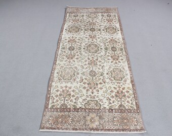 Vintage Rug, Runner Rugs, Turkish Rug, Oushak Rug, Rugs For Hallway, 2.7x6.8 ft Beige Rug, Floor Rug, Wool Rug Runner,