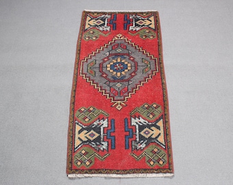 Small Rugs, Vintage Rug, Turkish Rug, Oushak Rug, Rugs For Bedroom, 1.6x3.3 ft Red Rug, Home Decor Rugs, Gift For The Home,