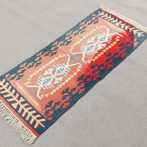 Turkish Kilim, Small Kilim, Vintage Kilim, Muted Oushak Kilim, Rugs For Kitchen, Red Rug, Anatolian Kilim, Outdoor Kilim, Bedroom Kilim, image 4