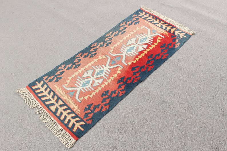 Turkish Kilim, Small Kilim, Vintage Kilim, Muted Oushak Kilim, Rugs For Kitchen, Red Rug, Anatolian Kilim, Outdoor Kilim, Bedroom Kilim, image 4