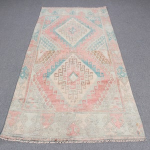 Vintage Rug, 4x8 Area Rug, Turkish Rug, Antique Oushak Rug, Rugs For Kitchen, 3.5x7.5 ft Green Rug, Colorful Rug, Vintage Area Rug,
