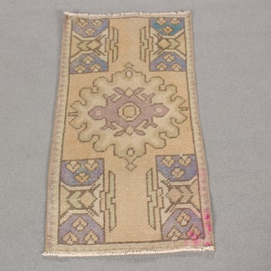 Turkish Rug, Vintage Rug, Small Rug, Anatolian Rugs, Rugs For Bathroom, 1.5x3 ft Yellow Rug, Door Mat Rugs, Wool Entryway Rug,