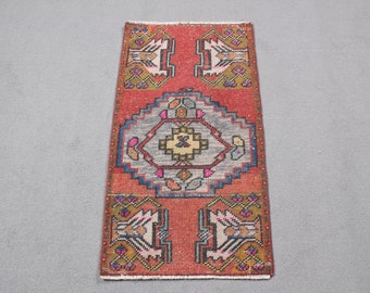 Turkish Rug, Small Rugs, Vintage Rug, Anatolian Rug, Rugs For Car Mat, 1.6x3.1 ft Red Rug, Anatolian Rugs, Front Door Rug,