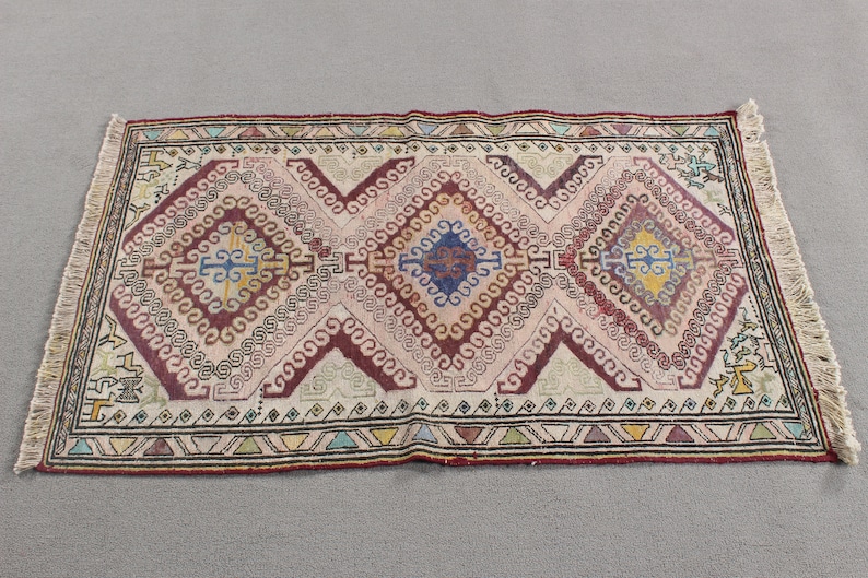 Piccolo Kilim, Kilim turco, Kilim vintage, Oushak Kilim, Tappeti per il bagno, Tappeto anatolico, Kilim beige, Kilim etnico, Kilim per l'asilo nido, immagine 2