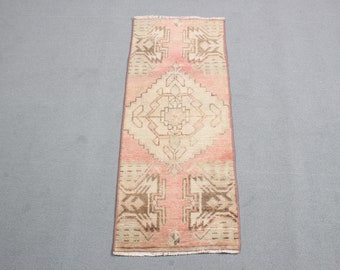 Vintage Rug, Turkish Rug, Small Rug, Anatolian Rug, Rugs For Bath, 1.3x3.1 ft Pink Rug, Moroccan Rugs, Turkish Rug Small,