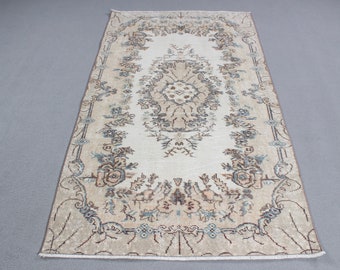 Area Rug, Turkish Rug, Vintage Rug, Antique Rugs, Rugs For Nursery, 3.7x6.6 ft Beige Rug, Antique Rugs, Boho Area Rug,