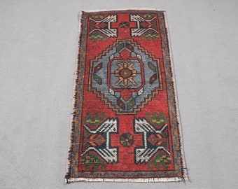 Small Rugs, Turkish Rug, Vintage Rug, Antique Rugs, Rugs For Door Mat, 1.8x3.4 ft Red Rug, Bedroom Rugs, Front Door Rug,