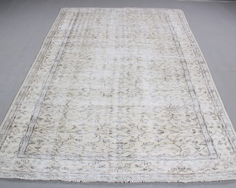 Large Rug, Turkish Rug, Vintage Rug, Antique Rug, Rugs For Salon, 5.8x8.8 ft Beige Rug, Floor Rug, Turkish Salon Rug,