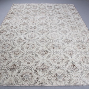 7x10 Large Rugs, Vintage Rug, Turkish Rug, Antique Rugs, Rugs For Salon, 6.7x9.7 ft Beige Rug, Boho Chic Turkish Rug, Large Oushak Rug,