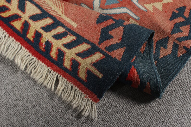 Turkish Kilim, Small Kilim, Vintage Kilim, Muted Oushak Kilim, Rugs For Kitchen, Red Rug, Anatolian Kilim, Outdoor Kilim, Bedroom Kilim, image 9