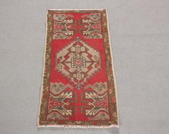 Small Rug, Turkish Rug, Vintage Rug, Faded Oushak Rug, Rugs For Bathroom, 1.5x3.1 ft Gray Rug, Kitchen Rugs, Door Mat Rug,