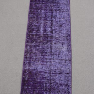 1x4 Small Rug, Vintage Rug, Turkish Rug, Overdyed Anatolian Rug, Rugs For Entry, 1.4x4.1 ft Purple Rug, Vintage Turkish Rug, Door Mat,