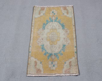 Small Rugs, Vintage Rug, Turkish Rug, Anatolian Rug, Rugs For Door Mat, 1.5x2.6 ft Yellow Rug, Kitchen Rugs, Bath Mat Boho,