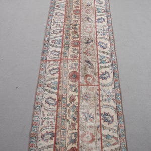 Patchwork Rug, Vintage Rug, Turkish Rug, 2x8 Runner Rug, Anatolian Rug, Rugs For Corridor, 2.2x8.2 ft Beige Rug, Wool Turkish Rug, Boho Rug