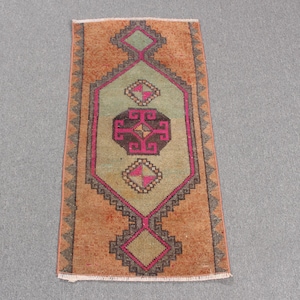 2x3 Small Rug, Vintage Rug, Turkish Rug, Decorative Anatolian Rug, Rugs For Entry, 1.5x3 ft Orange Rug, Vintage Oushak Wool Rug, Door Mat,