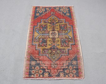Vintage Rug, Turkish Rug, Small Rugs, Oushak Rug, Rugs For Car Mat, 2x3.1 ft Red Rug, Cool Rugs, Cute Bath Mat,