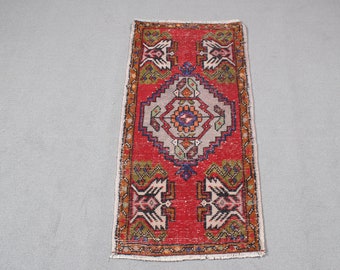 Turkish Rug, Small Rugs, Vintage Rug, Anatolian Rug, Rugs For Door Mat, 1.6x3.2 ft Red Rug, Floor Rugs, Bath Mat Boho,