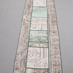 Patchwork Rug, Vintage Rug, 2x8 Runner Rug, Turkish Rug, Antique Rug, Rugs For Hallway, 2.3x8.2 ft Beige Rug, Decorative Wool Rug,