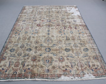 Large Rug, Vintage Rug, Turkish Rug, Oushak Rugs, Rugs For Bedroom, 5.9x8.9 ft Bronze Rug, Oushak Rugs, Large Area Rug,