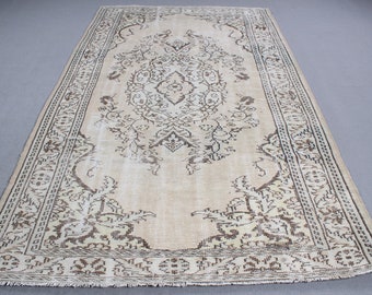 Turkish Rug, Large Rug, Vintage Rug, Oushak Rug, Rugs For Bedroom, 5.5x8.8 ft Beige Rug, Kitchen Rug, Large Turkish Rug,