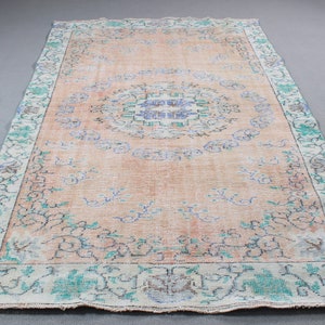 Vintage Rug, Large Rug, Turkish Rug, Anatolian Rug, Rugs For Bedroom, 5.6x8.3 ft Orange Rug, Wool Rug, Turkish Salon Rug,