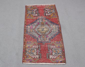 Vintage Rug, Turkish Rug, Small Rugs, Antique Rugs, Rugs For Car Mat, 1.5x2.9 ft Red Rug, Antique Rugs, Small Turkish Rug,