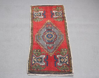 Small Rugs, Vintage Rug, Turkish Rug, Antique Rugs, Rugs For Bedroom, 1.8x3.4 ft Red Rug, Colorful Rugs, Small Vintage Rug,