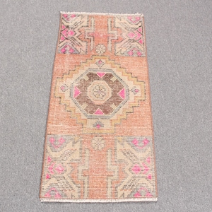 Turkish Rug, Vintage Rug, 2x3 Small Rug, Oushak Rug, Rugs For Entry, 1.3x2.7 ft Orange Rug, Soft Washable Anatolian Rug, Bath Mat Cute,
