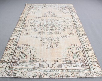 Turkish Rug, Large Rugs, Vintage Rug, Antique Rug, Rugs For Dining Room, 5.1x8.5 ft Beige Rug, Anatolian Rug, Large Wool Rug,