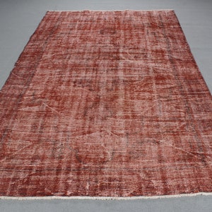Large Rug, Turkish Rug, Vintage Rug, Oushak Rug, Rugs For Living Room, 5.6x8.9 ft Pink Rug, Overdyed Wool Rug, Tribal Turkish Rug,